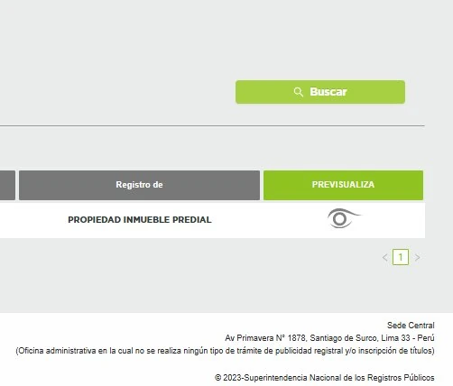 Fila de resultado con el ícono de ojo en la columna Previsualiza